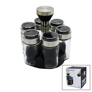 SPICE JAR TLG-041 YAKUT-10755 ( 6PCS ) ( YUVARLAK CAM ) ( KROM KAPLI KAPAK ) TUZLUK & BAHARATLIK (+1 DÖNER STANDLI=7PCS)*24