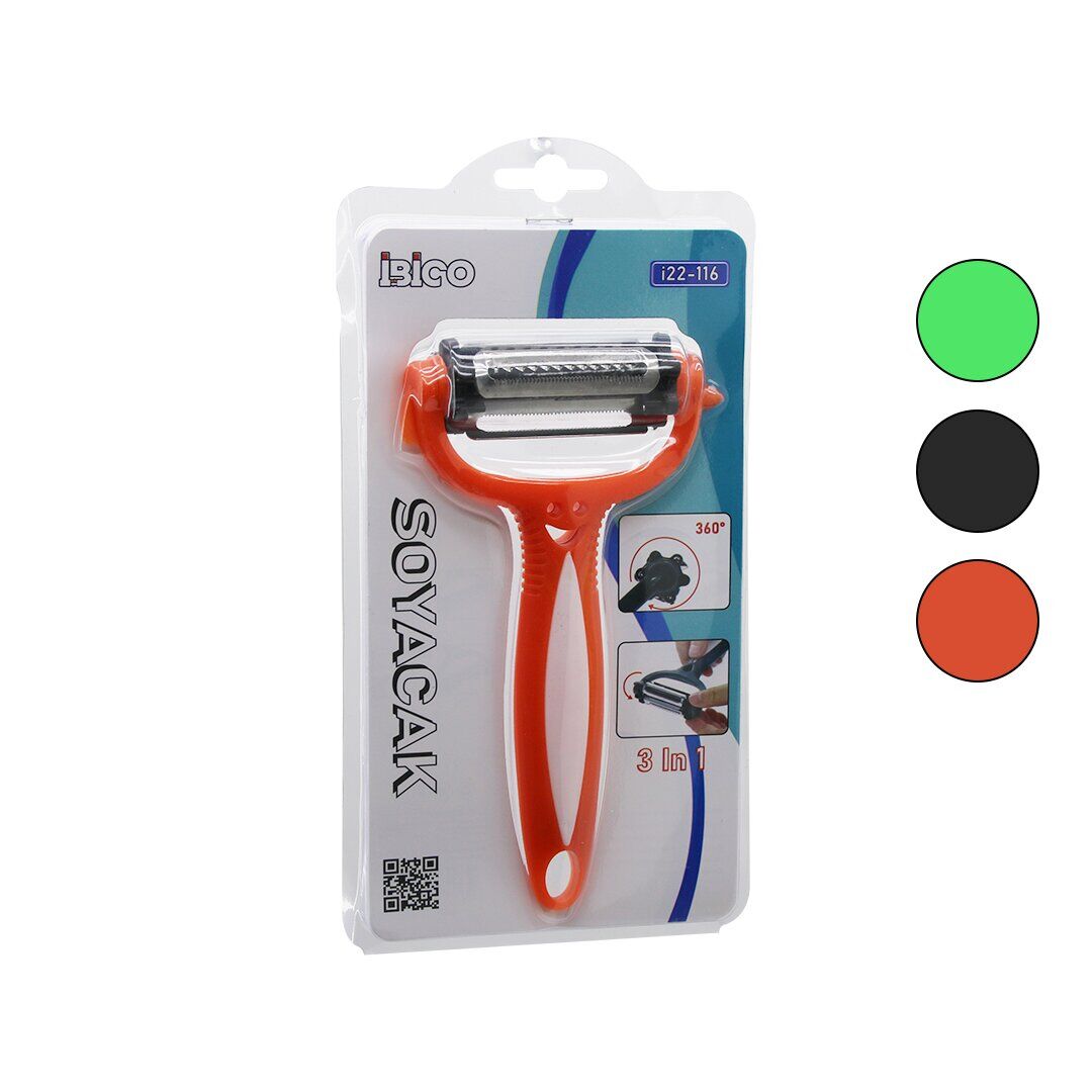 İBİCO İ22-116 ( 3İN1 = 360° BAŞLI  ) ( METAL ) SOYACAK ( GÜLENYÜZ EMOJİLİ RENKLİ PLASTİK SAP )*240