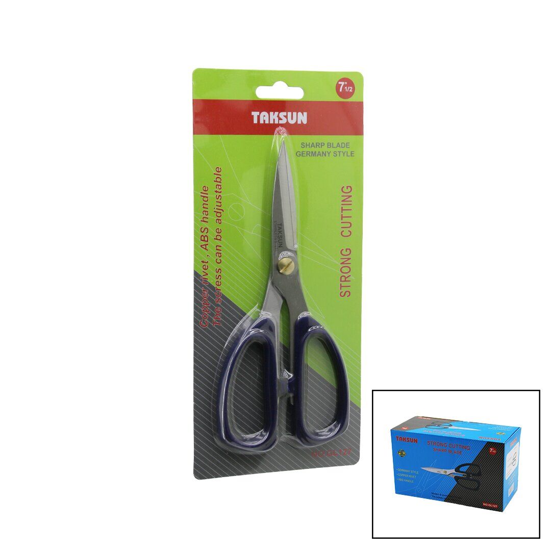 TAKSUN GL-127 ( 7'' ½ ) TERZİ MAKASI ( GERMANY= ALMAN SİTİL ) ( ABS RENKLİ PLASTİK SAPLI ) ( BAKIR PİM )*12X12