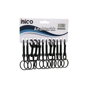 İBİCO İ12-004 ( YUVARLAK HALKALIK ) ( SİYAH ) (KLASİK) ( METAL ) ANAHTARLIK ( KEMER GEÇMELİ )*12X100