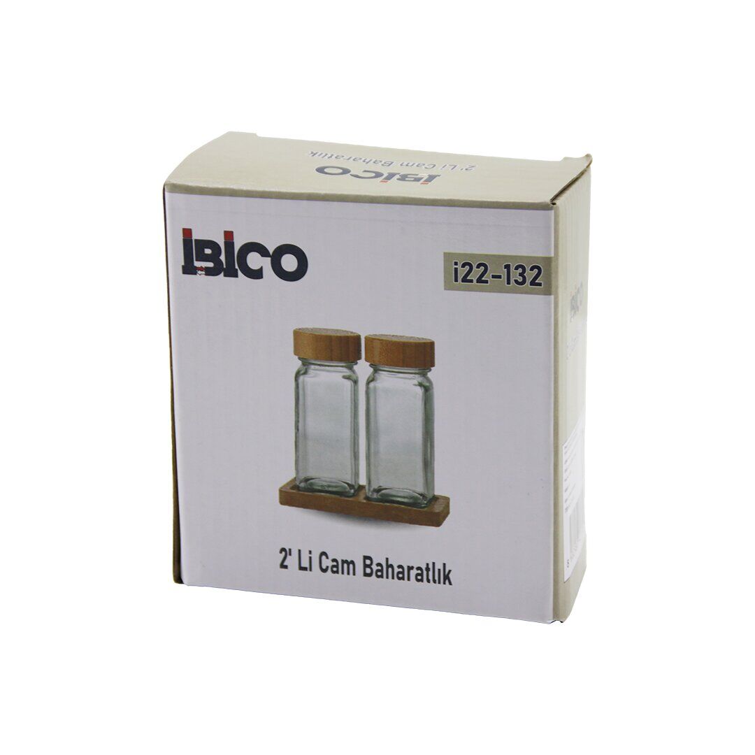 İBİCO İ22-132 ( 2PCS ) ( BAMBU KAPAKLI ) ( CAM ) TUZLUK & BİBERLİK & BAHARATLIK ( 120ML )*48