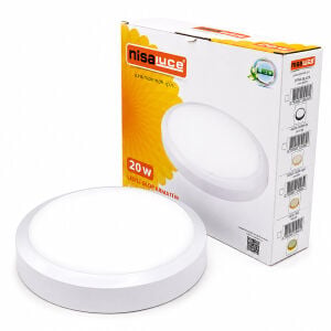 NİSALUCE E1212/B (20W) (BEYAZ METAL KASA) (SIVA ÜSTÜ) (YUVARLAK) LEDLİ GLOP ARMATÜR (IP20) (6500K & 1800Lm)*48