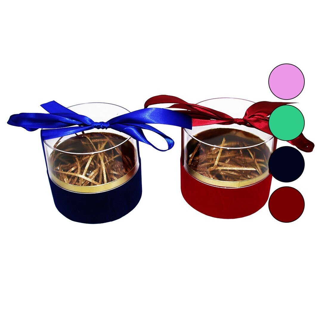 IVORY IVO-HED315 ( RENKLİ KARTON TABAN & MİKA KRİSTAL KAPAK ) HEDİYE KUTUSU ( ÇAP:13CM & Y:12CM )*4X24