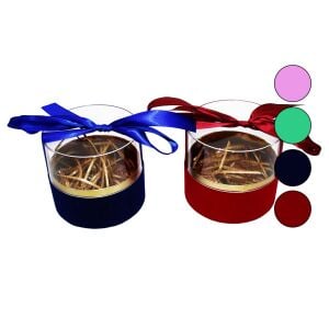 IVORY IVO-HED315 ( RENKLİ KARTON TABAN & MİKA KRİSTAL KAPAK ) HEDİYE KUTUSU ( ÇAP:13CM & Y:12CM )*4X24