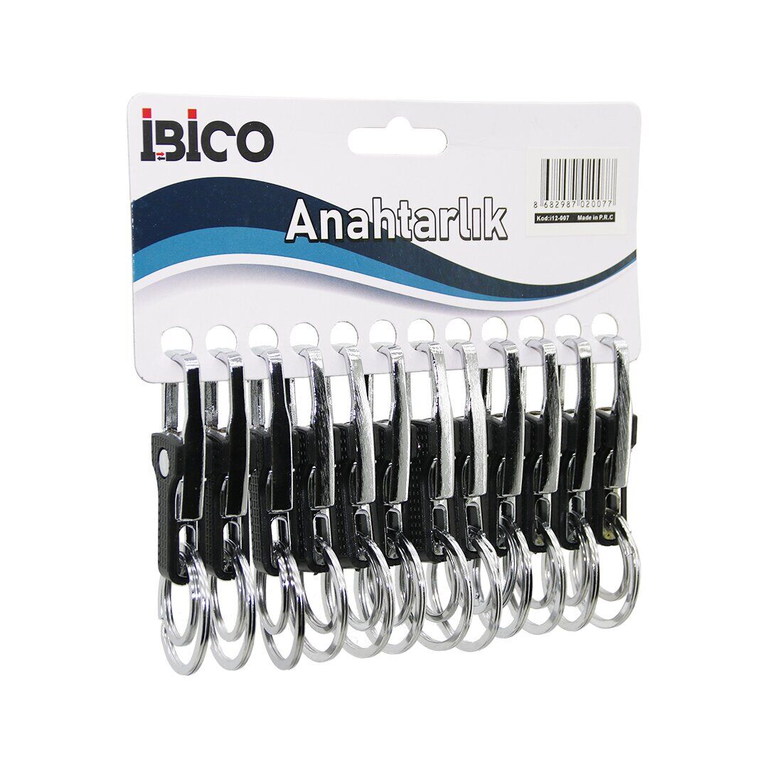 İBİCO İ12-007 ( Y MODEL GÖVDE ) ( METAL ) ( PLASTİK KAPLI GÖVDE ) ANAHTARLIK ( ÇİFT HALKALI ) ( KEMER GEÇMELİ )*12X50