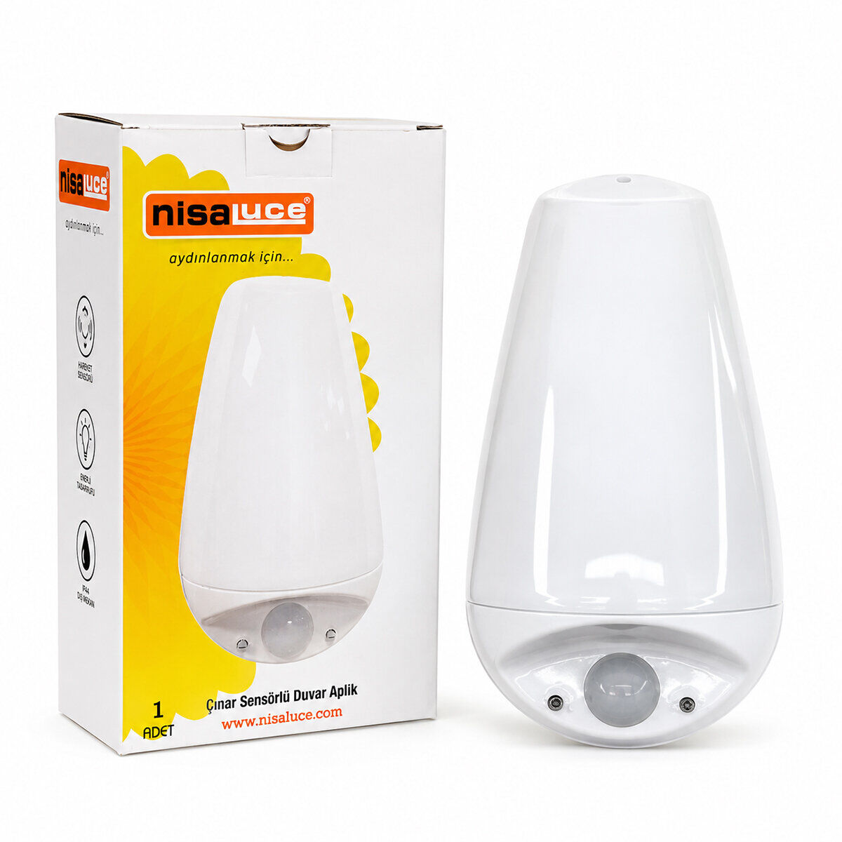 NİSALUCE E2003-2 ( E27 & IP20 ) ( SOFT ) ( 0,4W & 50W ) ÇINAR SENSÖRLÜ LED APLİK DUVAR LAMBASI*24