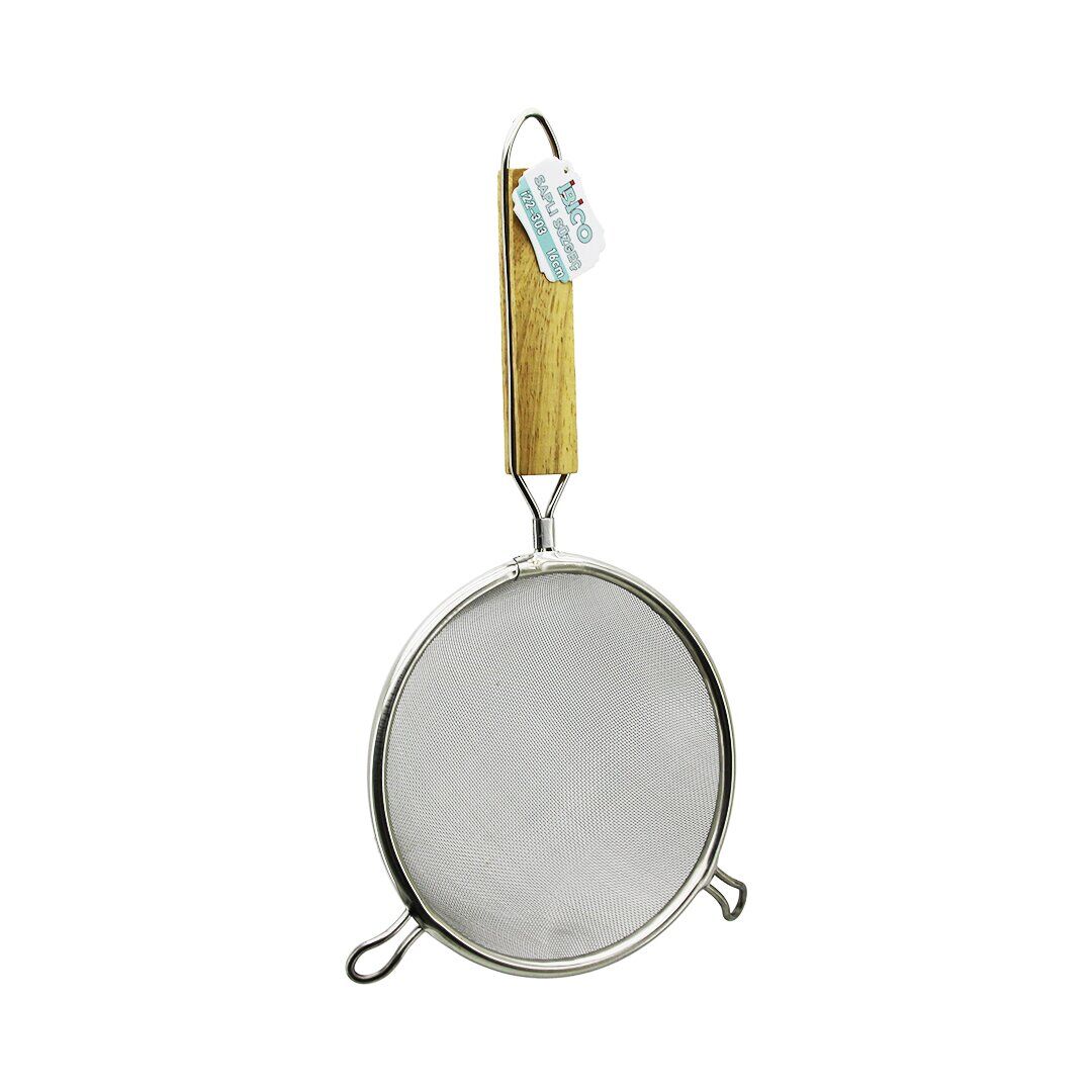 İBİCO İ22-303 ( 16CM ) ( AHŞAP SAPLI ) ( 2 KULAKLI ) TEL SÜZGEÇ ( METAL ÇERÇEÇEVE )*10X24
