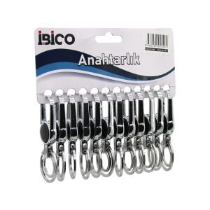 İBİCO İ12-009 ( YUVARLAK MODEL GÖVDE ) ( METAL ) ( PLASTİK KAPLI GÖVDE ) ANAHTARLIK ( ÇİFT HALKALI ) ( KEMER GEÇMELİ )*12X50