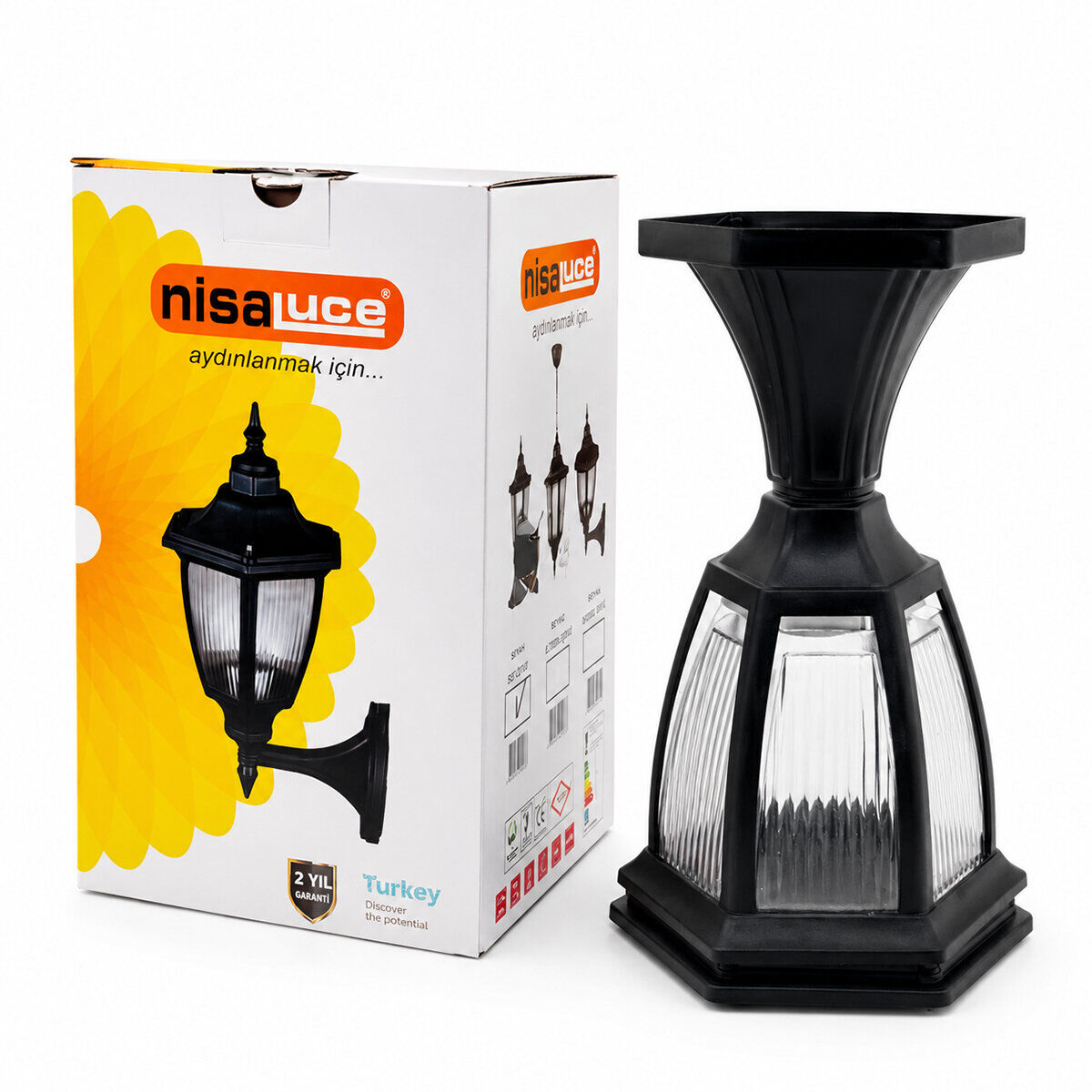 NİSALUCE EBH01-S ( E27 & IP44 ) ( SİYAH ) ( 60W ) ( SET ÜSTÜ ) (BAHÇE-BALKON) SOKAK LAMBASI & ARMATÜR*24