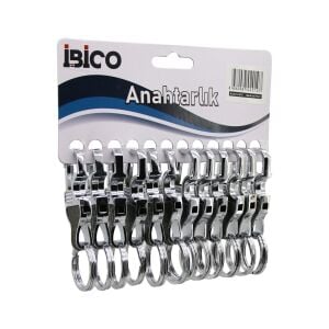 İBİCO İ12-010 ( KUPA MODEL GÖVDE ) ( METAL ) ANAHTARLIK ( ÇİFT HALKALI ) ( KEMER GEÇMELİ )*12X50