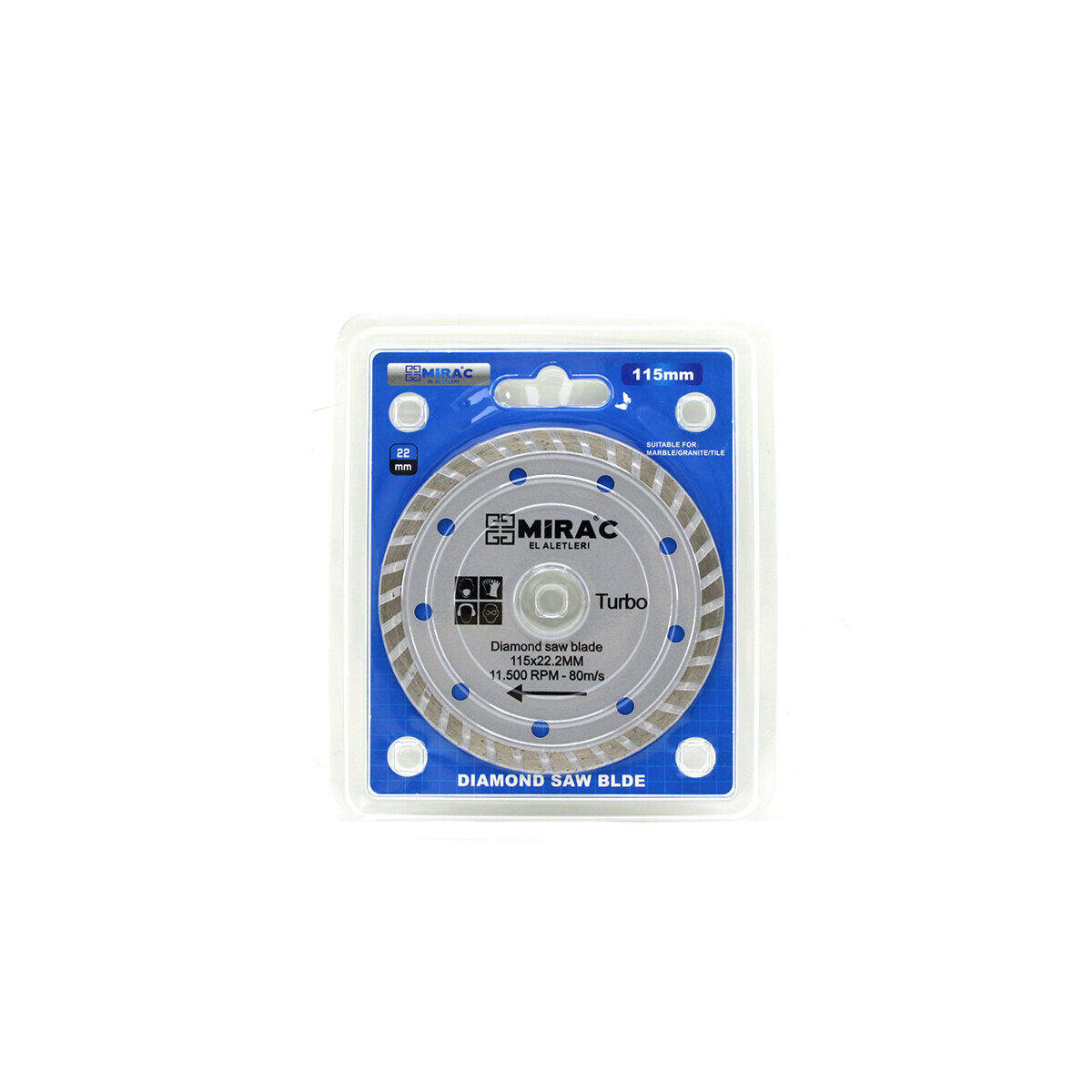 MİRAC OR-TAC ( 115MM X 22.2MM ) ( MERMER ) KESİCİ DİSK İNCE HASSAS & TURBO KESİCİ & CERAMIC ( SPRAL TAŞI )*200