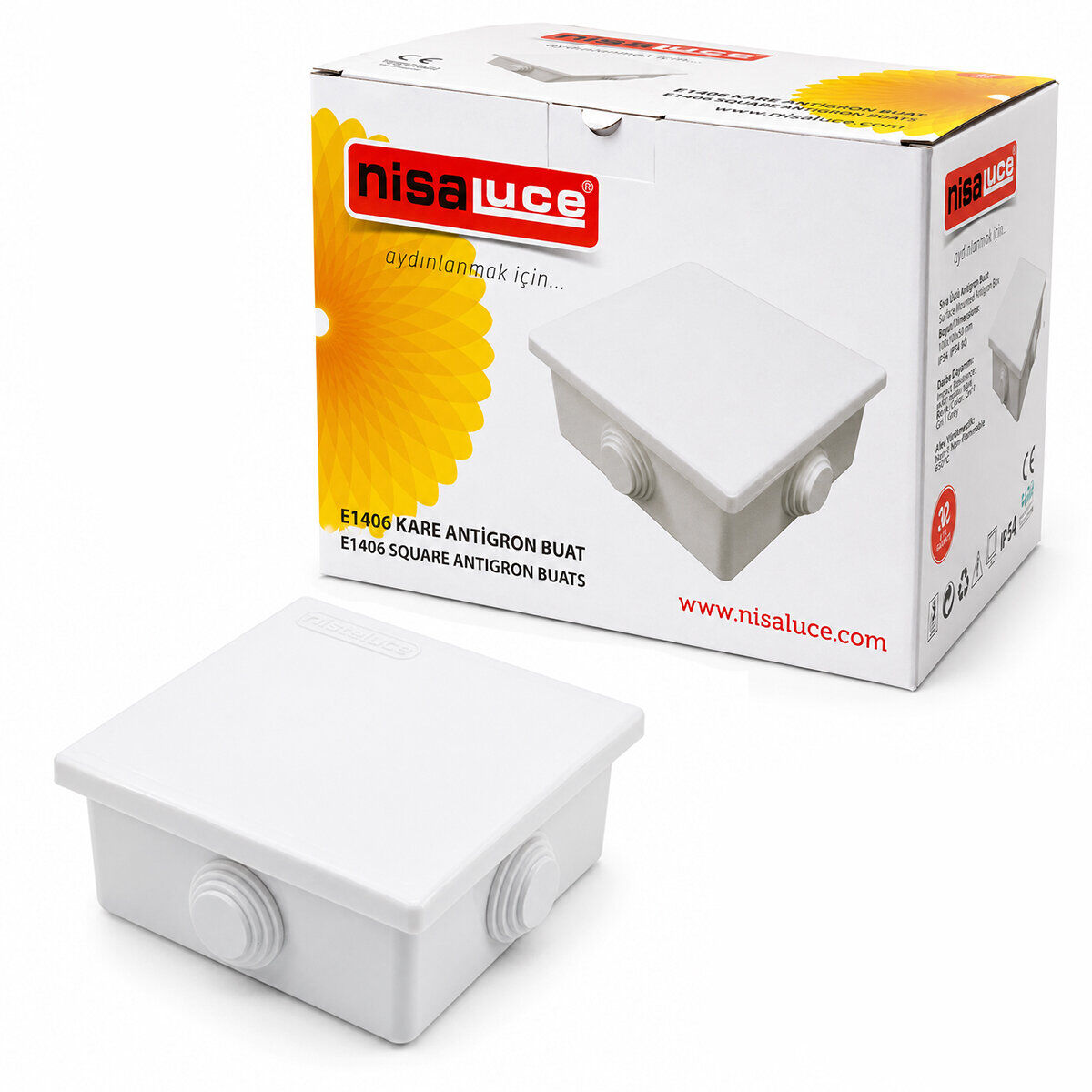 NİSALUCE E1406 ( IP40 ) ( ANTİGRON ) KARE BUAT*30X1