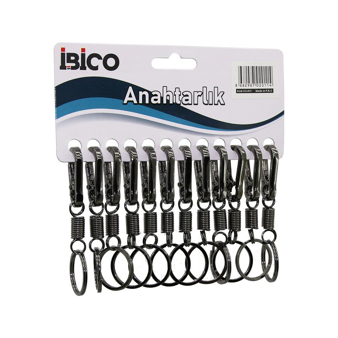 İBİCO İ12-011 ( FÜME ) ( YAYLI GÖVDE ) ( METAL ) ANAHTARLIK ( TEK HALKALI ) ( KEMER GEÇMELİ )*12X100