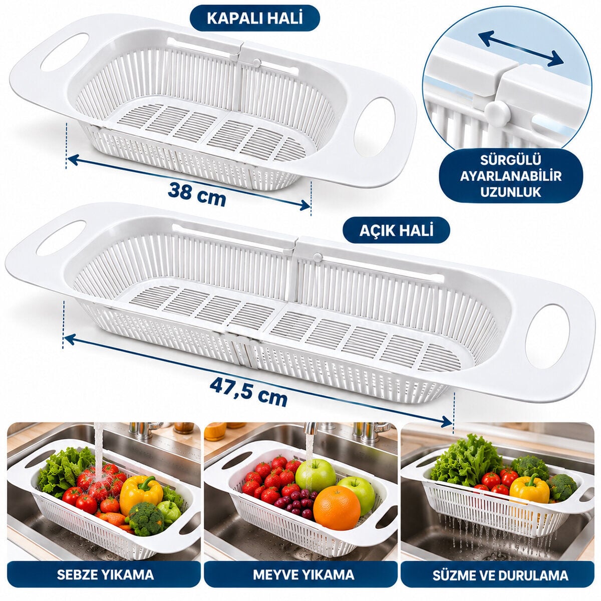 PLASTLİFE KP-169 ( SÜRGÜLÜ ) PLASTİK SÜZGEÇ RENKLİ ( 38----47.5 CM )*54
