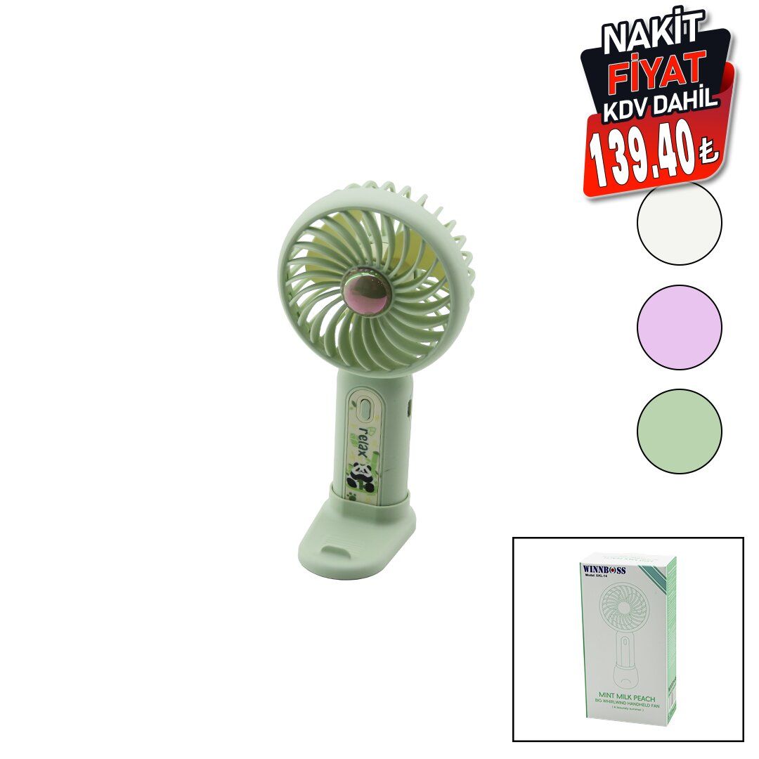 WINNBOSS EKL-14 (USB ŞARJ) MİNİ EL FANI (ÇAP:8.8CM & Y:18.4CM) (SABİT BAŞLIK) (3KADEME HIZ) (TELEFONLUKLU M.ÜSTÜ AYAK) MİNİ VANTİLATÖR*144