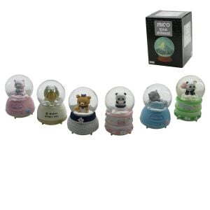 İBİCO İ12-071 ( BÜYÜK BOY & 10CM ) ( PİLLİ & IŞIKLI ) ( MÜZİKLİ ) KAR KÜRESİ CAM ( HAYVAN FİGÜRLÜ & DESEN MİX ) RENKLİ*24                     qwe02