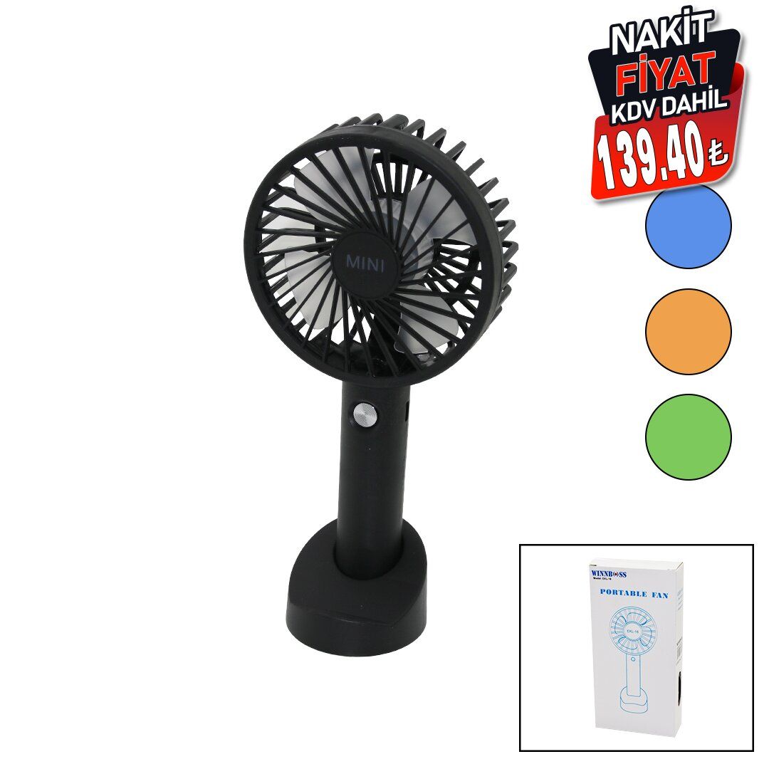 WINNBOSS EKL-16 (USB ŞARJ) MİNİ EL FANI (ÇAP:10.8CM & Y:22.5CM) (SABİT BAŞLIK) (3KADEME HIZ) (TELEFONLUKLU M.ÜSTÜ AYAK) MİNİ VANTİLATÖR*100