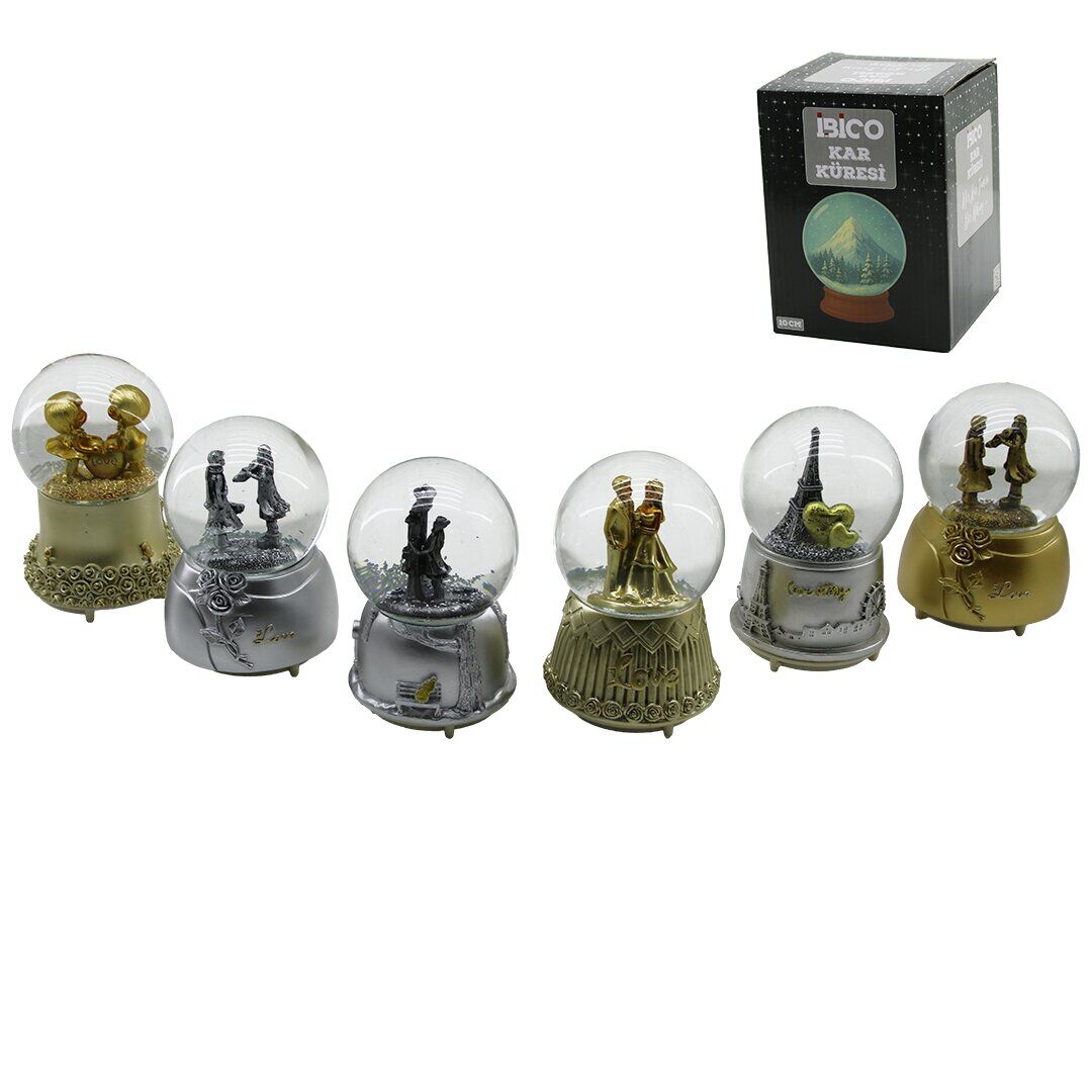 İBİCO İ12-077 ( BÜYÜK BOY & 10CM ) ( PİLLİ & IŞIKLI ) ( MÜZİKLİ ) KAR KÜRESİ CAM ( ESKİTME İNSAN FİGÜRLÜ & DESEN MİX ) RENKLİ*24                     qwe02