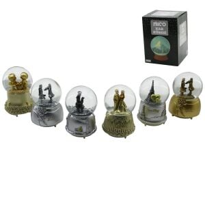 İBİCO İ12-077 ( BÜYÜK BOY & 10CM ) ( PİLLİ & IŞIKLI ) ( MÜZİKLİ ) KAR KÜRESİ CAM ( ESKİTME İNSAN FİGÜRLÜ & DESEN MİX ) RENKLİ*24                     qwe02