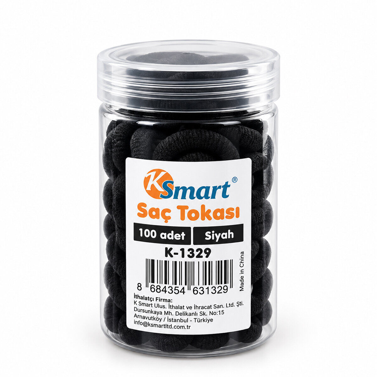 KSMART K-1329 ( 100PCS ) ( SİYAH ) LASTİK SAÇ TOKA*12X50