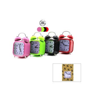 TWIN BELL ALARM CLOCK BGC-14 KARE MASA ÇALAR SAAT ( PLASTİK KASA RENKLİ ) ( PİLLİ & IŞIKLI )*100