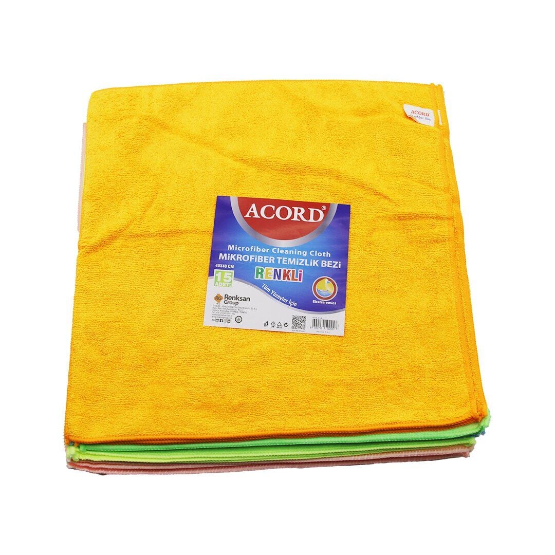 ACORD KOD-536 ( DÖKME ) ( 40X40CM ) ( RENKLİ ) MİKROFİBER TEMİZLİK BEZİ ( EKSTRA EMİCİ ) ( TÜM YÜZEYLER İÇİN )*15X20