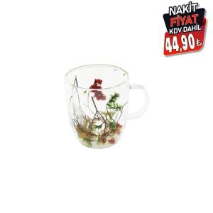 SDR-B2 ( 250ML & KULPLU ) ( ÇİFT CİDARLI & ÇİÇEKLİ ) CAM BARDAK*100=K
