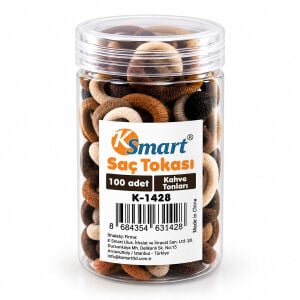 KSMART K-1428 ( 100PCS ) ( KAHVERENGİ ) LASTİK SAÇ TOKA*12X50