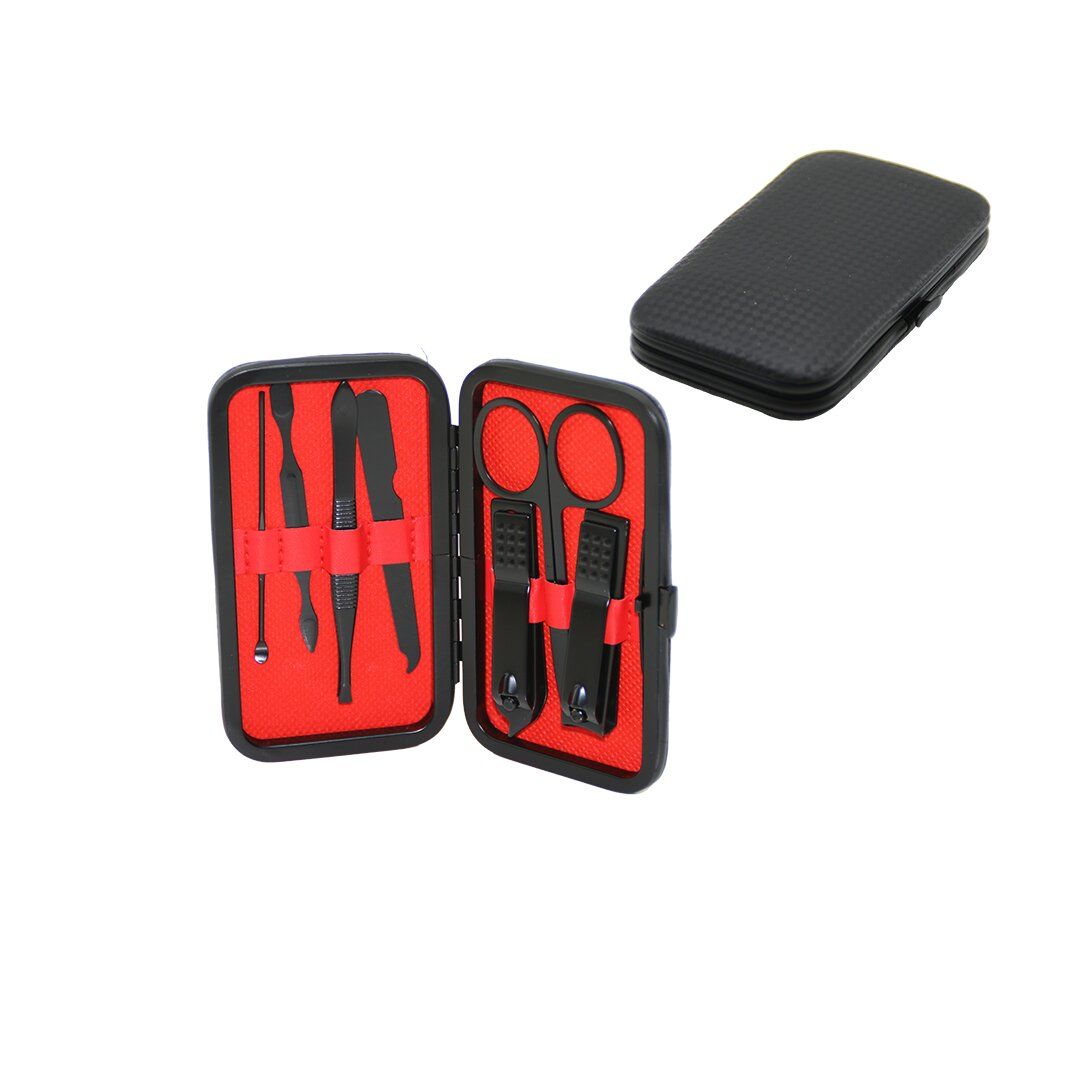 İBİCO İ15-043 ( 7PCS & SİYAH ) MANİKÜR & PEDİKÜR SETİ ( SİYAH CÜZDAN MODELİ ÇANTALI )*360