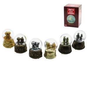 İBİCO İ12-078 ( ORTA BOY & 8CM ) ( PİLLİ & IŞIKLI ) ( MÜZİKLİ ) KAR KÜRESİ CAM ( ESKİTME İNSAN FİGÜRLÜ & DESEN MİX ) RENKLİ*36                     qwe02