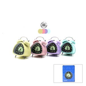 TWIN BELL ALARM CLOCK BGC-12 ÜÇGEN MASA ÇALAR SAAT ( METAL KASA RENKLİ ) ( PİLLİ & IŞIKLI ) ( FOSFORLU )*100