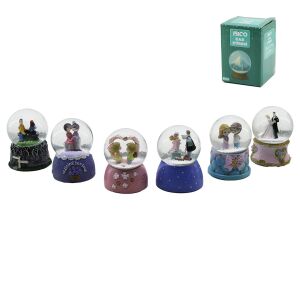 İBİCO İ12-075 ( KÜÇÜK  BOY & 6.5CM ) ( PİLLİ & IŞIKLI ) KAR KÜRESİ CAM ( İNSAN FİGÜRLÜ & DESEN MİX ) RENKLİ*48                     qwe02
