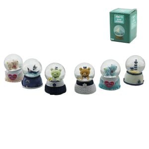 İBİCO İ12-076 ( KÜÇÜK  BOY & 6.5CM ) ( PİLLİ & IŞIKLI ) KAR KÜRESİ CAM ( HAYVAN FİGÜRLÜ & DESEN MİX ) RENKLİ *48                     qwe02