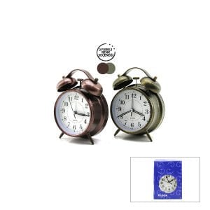 TWIN BELL ALARM CLOCK BGC-46 YUVARLAK MASA ÇALAR SAAT ( METAL KASA ESKİTME ) ( PİLLİ & IŞIKLI ) ( ÇAP: 10CM )*60