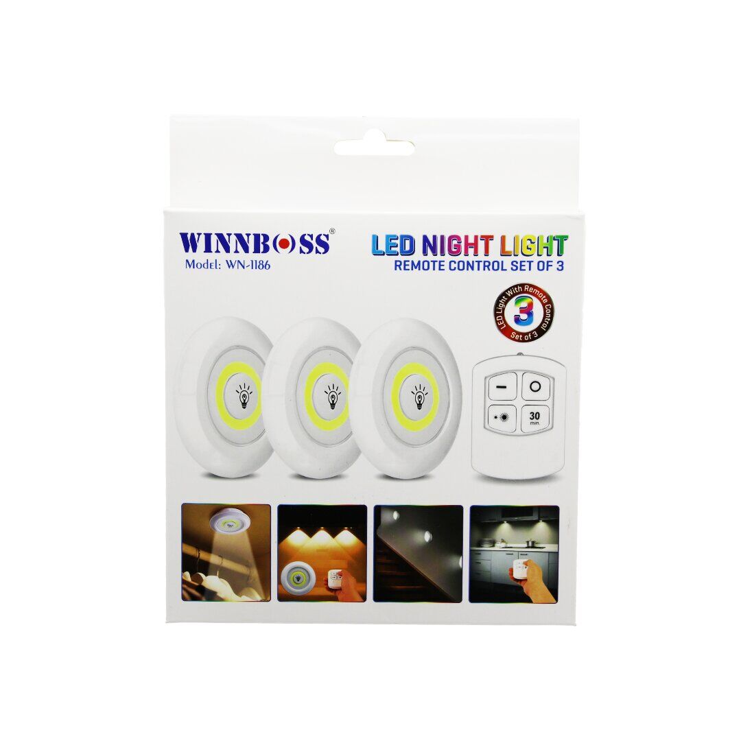 ALASKA SDR-WT-003 DMR-1380 LED NIGHT LIGHT ( 3PCS & YUVARLAK ) ( KUMANDALI & DOKUNMATİK ) ( PİLLİ ) LED LAMBA SETİ*80