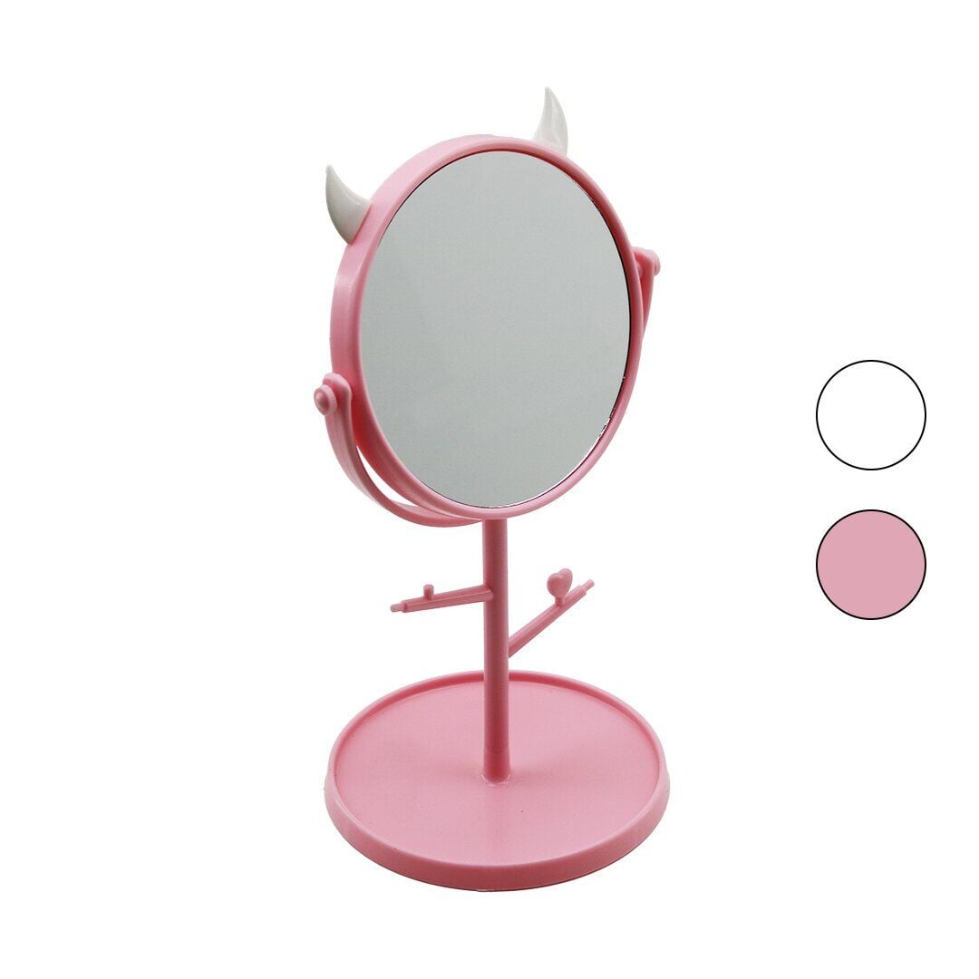 İBİCO İ15-026 ( 6'' & 15CM ) (YUVARLAK & BOYNUZLU) (TAKI ASKILIKLI) MAKYAJ AYNASI (RENKLİ PLASTİK) (TAKILIK SEPETLİ=15CM)*72