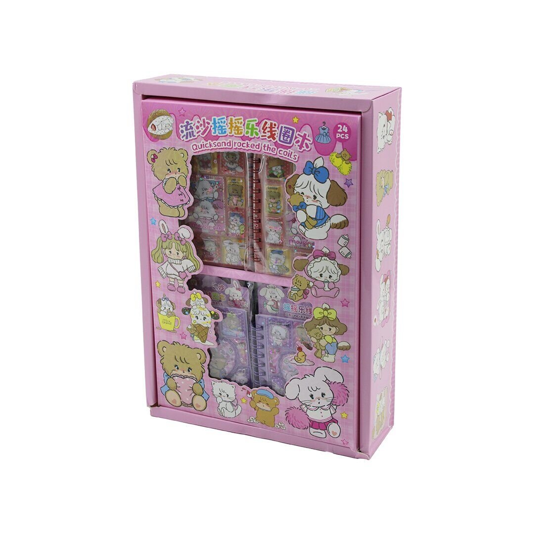 QUİCKSAND CY-DL (SULU YILDIZLI KAPAK) (TELLİ NOT DEFTERİ=30 YAPRAK) (HAYVAN RESİM) PVC & KAĞIT STİCKER=4+4 YAPRAK) (8.8X10.8CM)*24X21