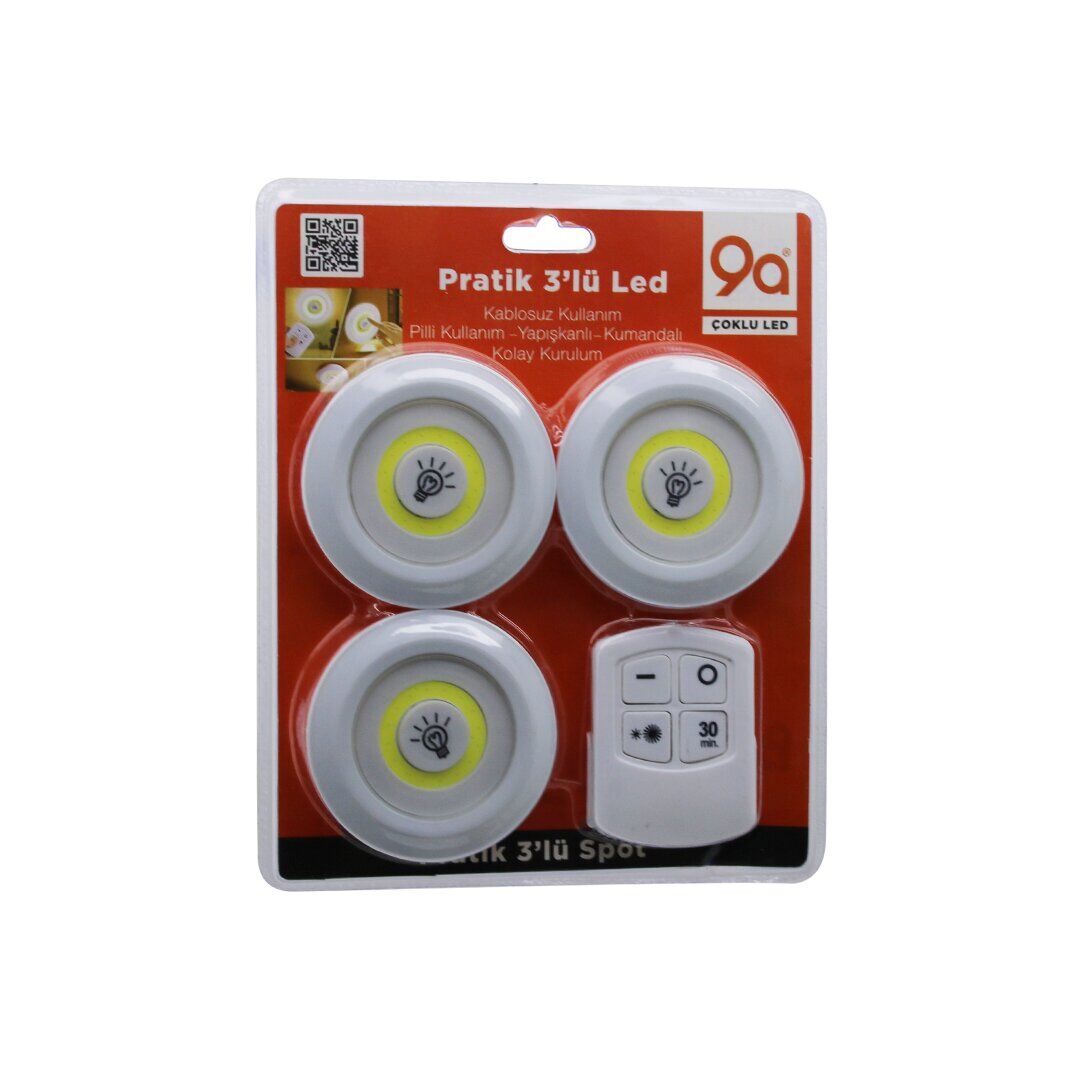 ELİTLED 3'LÜ LED ( 3PCS & YUVARLAK ) ( KUMANDALI & DOKUNMATİK ) ( PİLLİ ) LED LAMBA SETİ*80