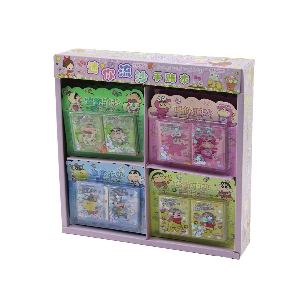 CRAYON SHINCHAN BA-7022 (2PCS) (SULU KAPAK) (MİNİ NOT DEFTERİ=24 YAPRAK=12-SAYFA NOT & 12-SAYFA STİCKER) (4X5CM)*20X24
