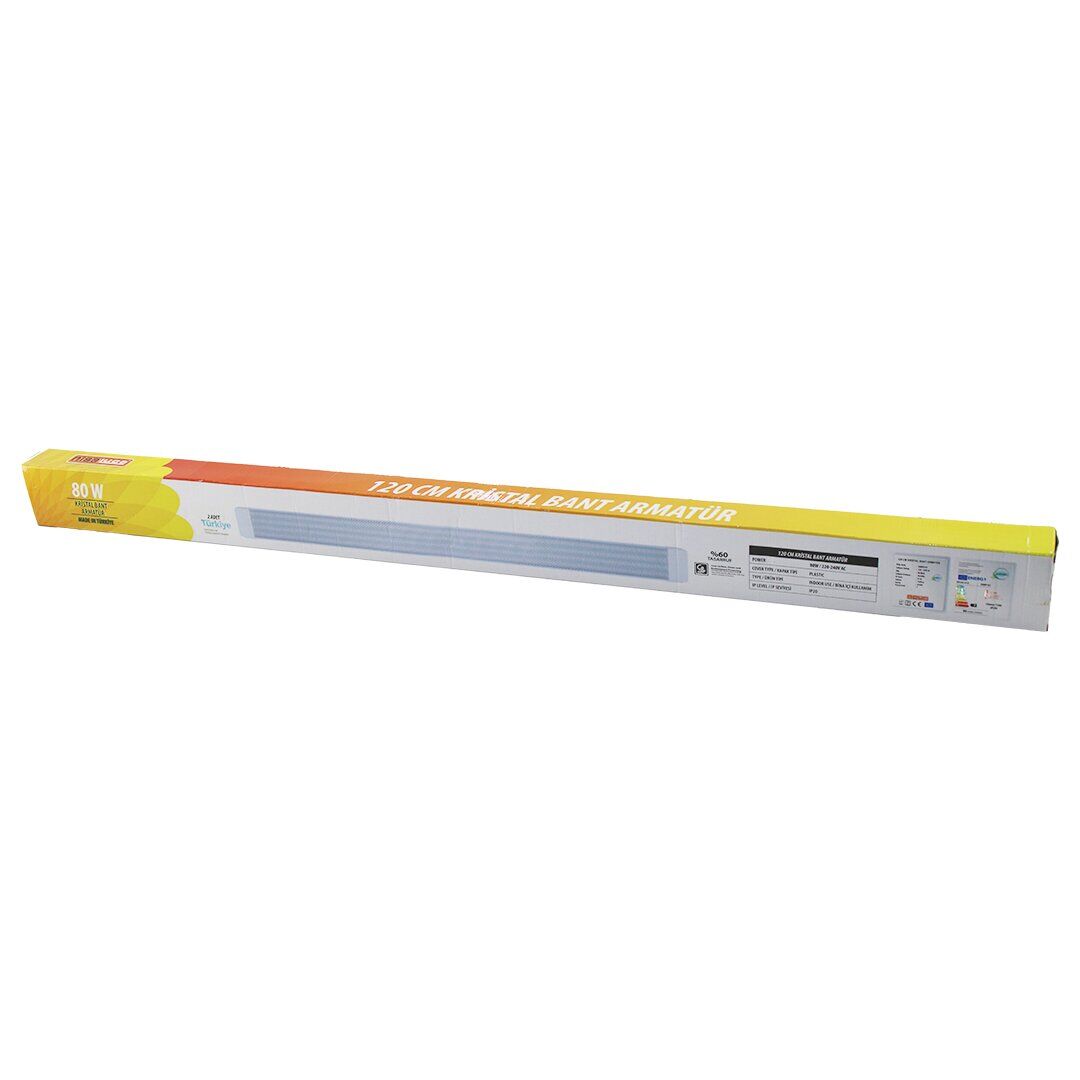 NİSALUCE EAMP-107 (2 PCS) (80W) (120CM) KRİSTAL BANT ARMATÜR (BEYAZ=6500K) (ALÜMİNYUM KAPAK) (IP20 & Y BAĞLANTI) ( BANDI )*25