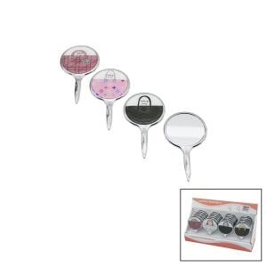 İBİCO İ15-037 ( YUVARLAK ) ( ÇANTA DESENLİ ) ( SAPLI ) ( CEP & ÇANTA ) MAKYAJ AYNASI ( TEK TARAFLI )*24X16