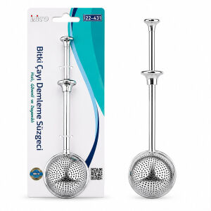 İBİCO İ22-431 ( SAPLI & TOP HAZNELİ ) BİTKİ ÇAY DEMLEME SÜZGEÇ ( PASLANMAZ ÇELİK ) ( ÇAP : 5CM )*12X24