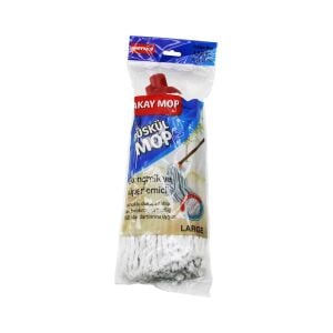 AKAY MOP AK-203 ( ORTA-LARGE ) ( KLASİK SAP TUTACAK ) ( ÖRGÜLÜ İPLİ= 23CM ) PÜSKÜL PAMUKLU MOP*50