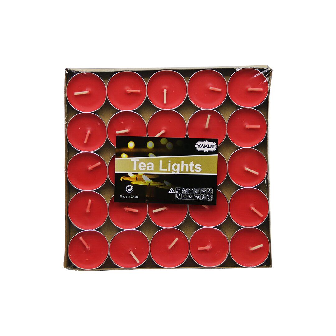 YAKUT-11237 ( 25PCS ) ( KIRMIZI YUVARLAK ) TEA LİGHT MUM*80