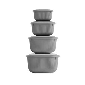 DÜNYA-30910-999 ( KARE ) ( 4PCS= 600-1100-1800-3000ML ) SIZDIRMAZ SAKLAMA KABI & KUTUSU SET (RENKLİ & ŞEFFAF PLS.KAP)*12=K