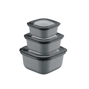 DÜNYA-30906-999 MİKRO LİNE ( 3PCS = 600-1100-1800ML ) ( KARE ) PLASTİK SAKLAMA KABI SET ( MİKRODALGA KULLANILABİLİR )*12=K