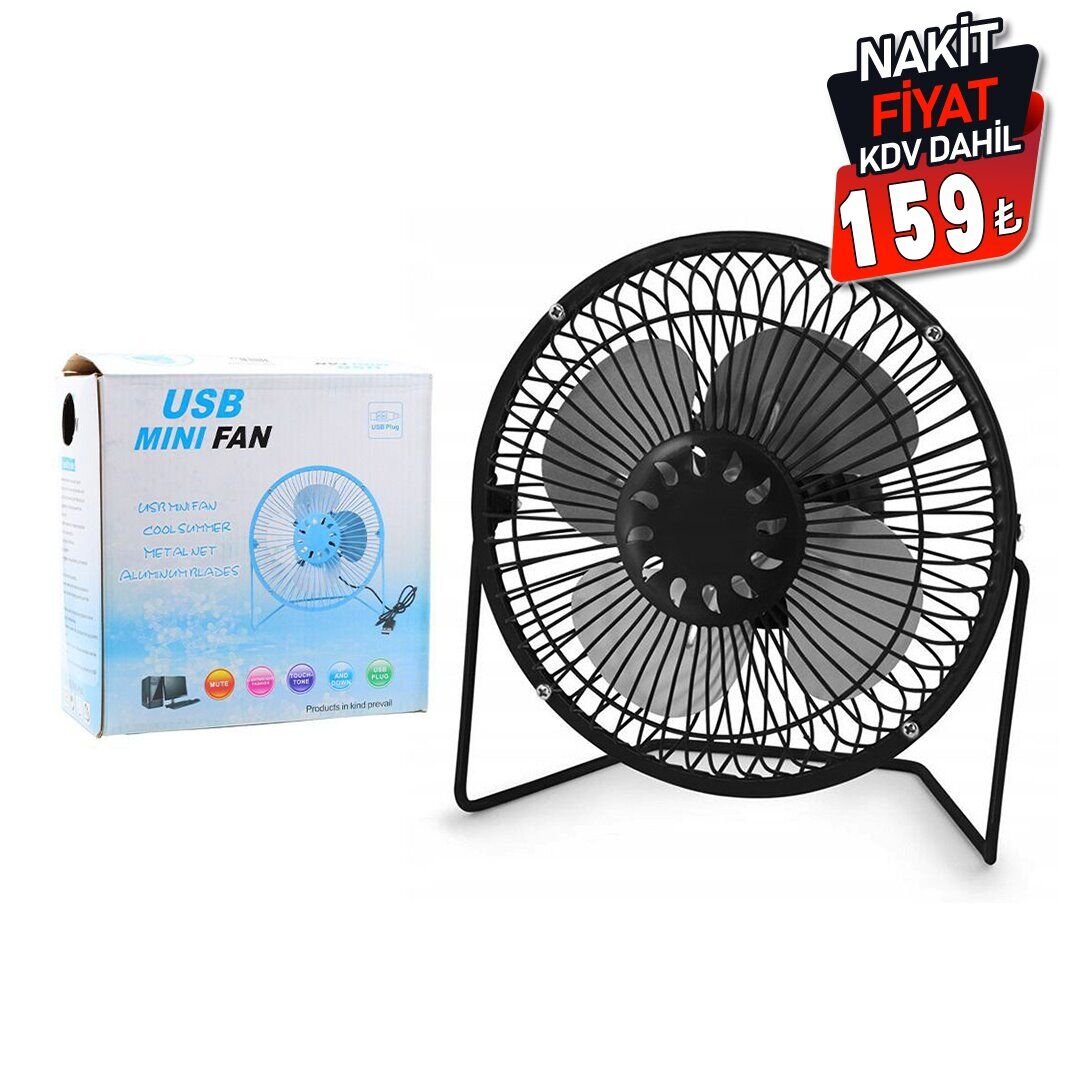 DEMPOWER USB MINI FAN YR-F002 DP-385 ( USB & MİNİ FAN ) MASA ÜSTÜ VANTİLATÖR ( ÇAP:18.5CM ) ( METAL KASA & AYAK ) ( 4-METAL PERVANE )*45                     qwe5