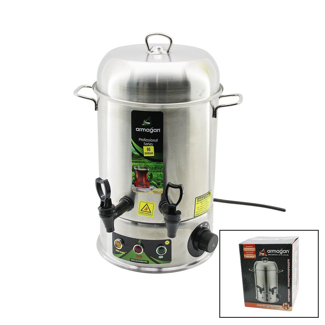 ARMAĞAN ( 80 BARDAK ) ÇAY OTOMATI ( ELEKTRİKLİ ) SEMAVER ÇAY MAKİNESİ ( ÇİFT MUSLUK ) ( 8LT ) ( 1500W ) ( 6.8A )*2