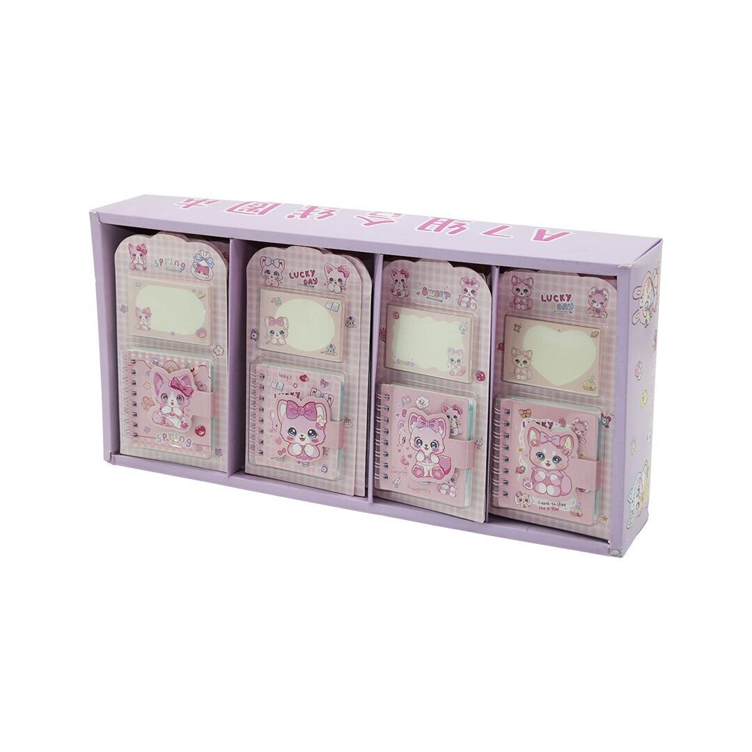 LUCK DAY SPRİNG SWEET 661-1 (2PCS) (TELLİ NOT DEFTERİ=60YAPRAK=6.5X7.5CM & YAPIŞKANLI=40 YAPRAK=4.4X7CM) (KEDİLİ CIRTLI KAPAK )*24X16