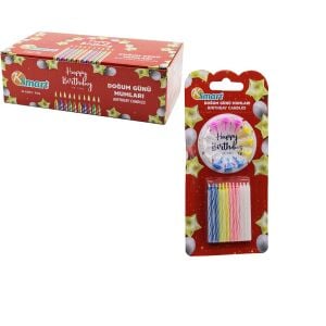 KSMART K-1094  ( 24PCS ) ( İNCE ) ( RENKLİ ) DOĞUM GÜNÜ MUMU ( RENKLİ PLASTİK TUTACAK )*24X24